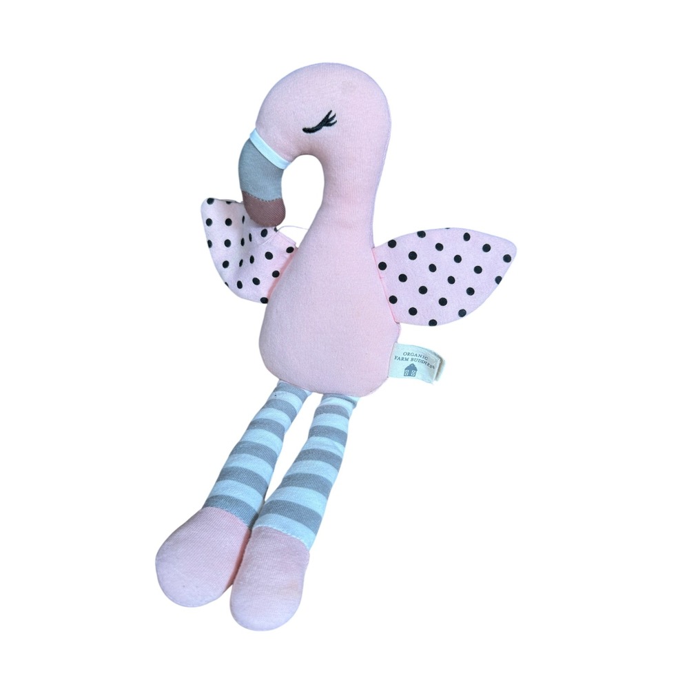 Apple Park Organic Farm Buddies Franny Flamingo Plush Infant pink